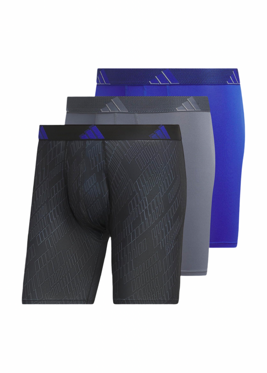 Combo de 3 Boxers Briefs Adidas Tela Performance color azul, gris y negro Talla L