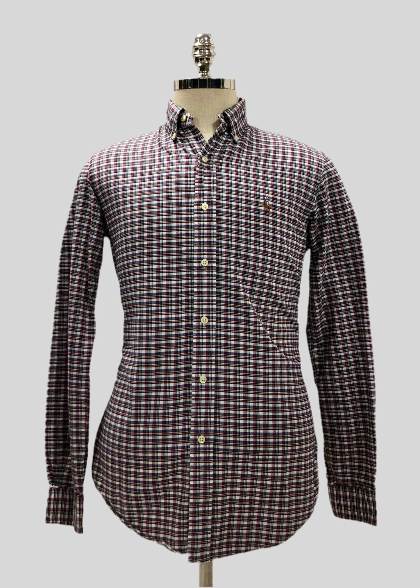 Camisa Polo Ralph Lauren 🏇🏼 con patron de cuadros rojo, azul, amarillo y blanco Talla S Entalle Custom Fit