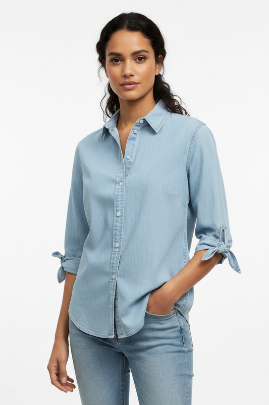 Camisa de mujer Polo Ralph Lauren 🏇🏼 De jeans en color celeste Talla S Entalle Regular