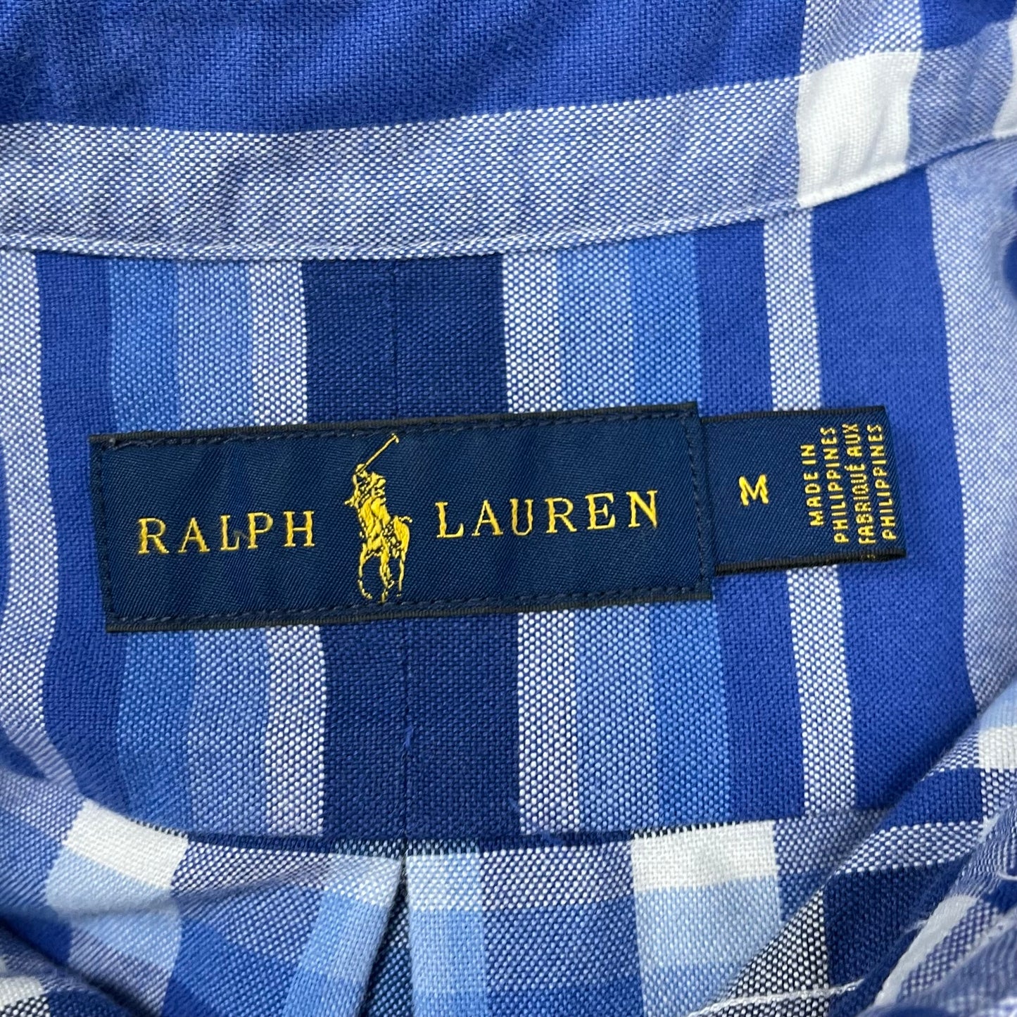 Camisa Polo Ralph Lauren 🏇🏼 Oxford con patron de cuadros tartán azul, celeste y blanco Talla M Entalle Regular