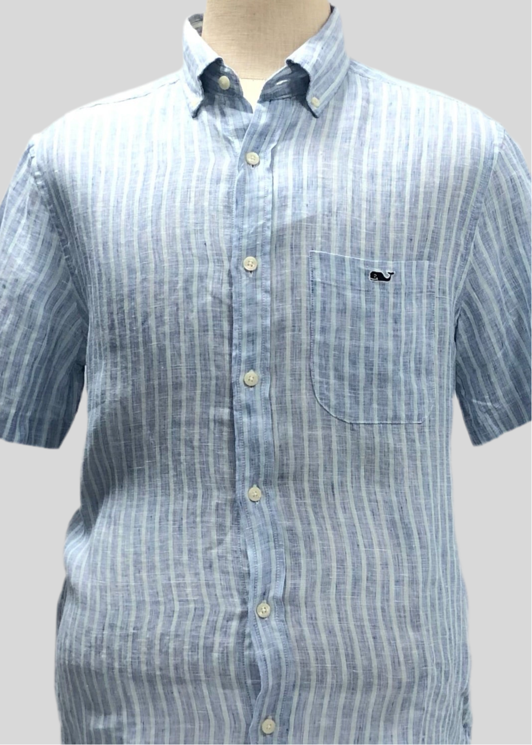 Camisa de lino Vineyard Vines 🐳 de rayas en color celeste y azul Talla M Entalle Clásico