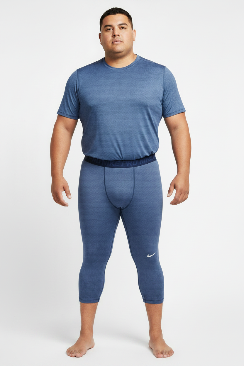Mallas de entrenamiento licra Nike ✔️ Pro Dri-FIT 3/4 para hombre en Color azul y blanco Talla XL