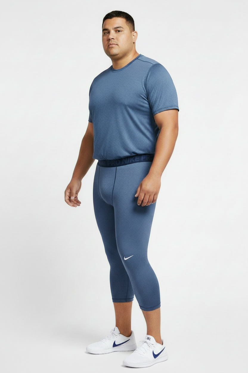 Mallas de entrenamiento licra Nike ✔️ Pro Dri-FIT 3/4 para hombre en Color azul y blanco Talla XL