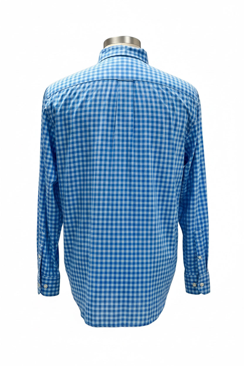 Camisa de botones Vineyard Vines 🐳 de cuadros gingham en color celeste y azul Talla M Entalle Slim Fit