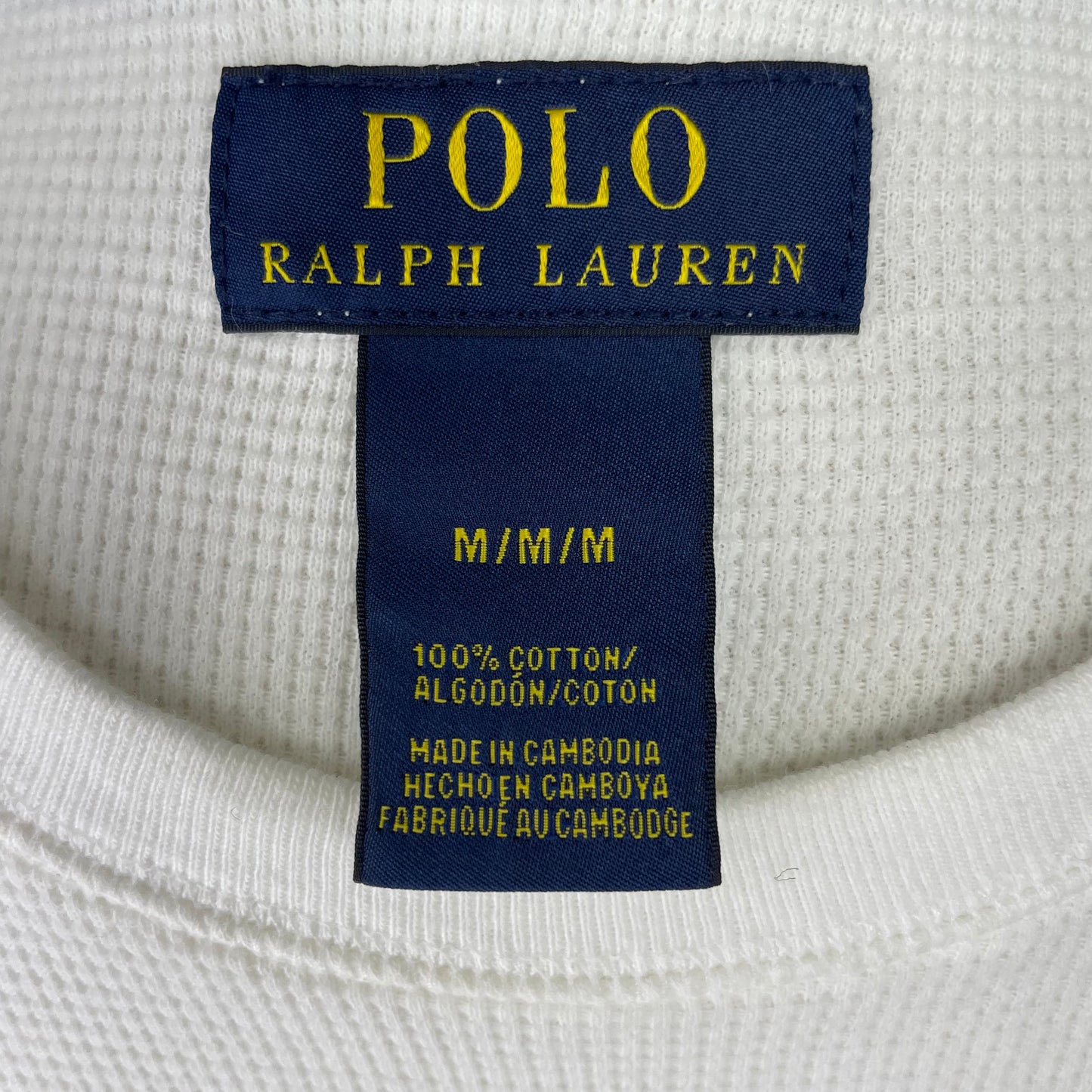 Camiseta cuello redondo Polo Ralph Lauren 🏇🏼 Waffle color blanco manga larga Talla M (ver descripción)