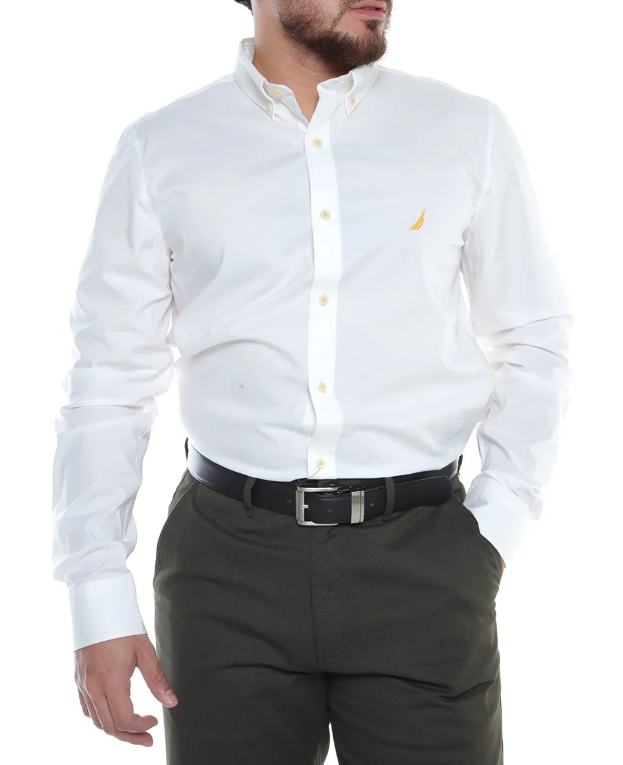 Camisa de botones Nautica ⚓️ color Blanco Talla XL Entalle Regular