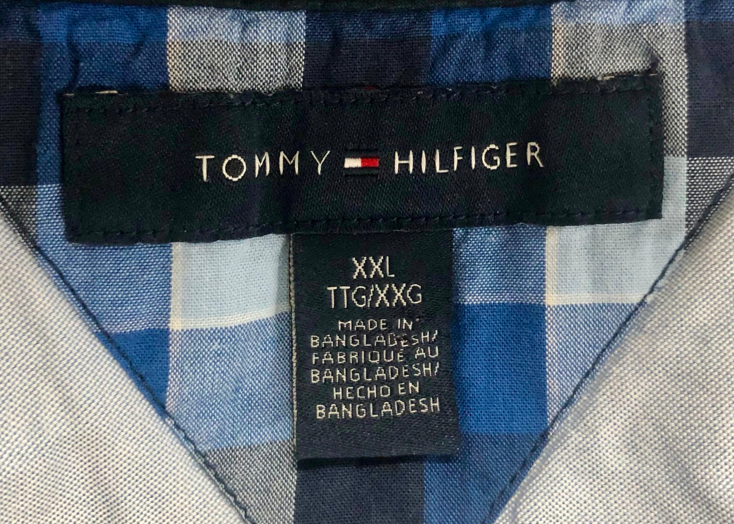 Camisa de botones Tommy Hilfiger 🇺🇸 de cuadros en azul y celeste Talla XXL Entalle Regular