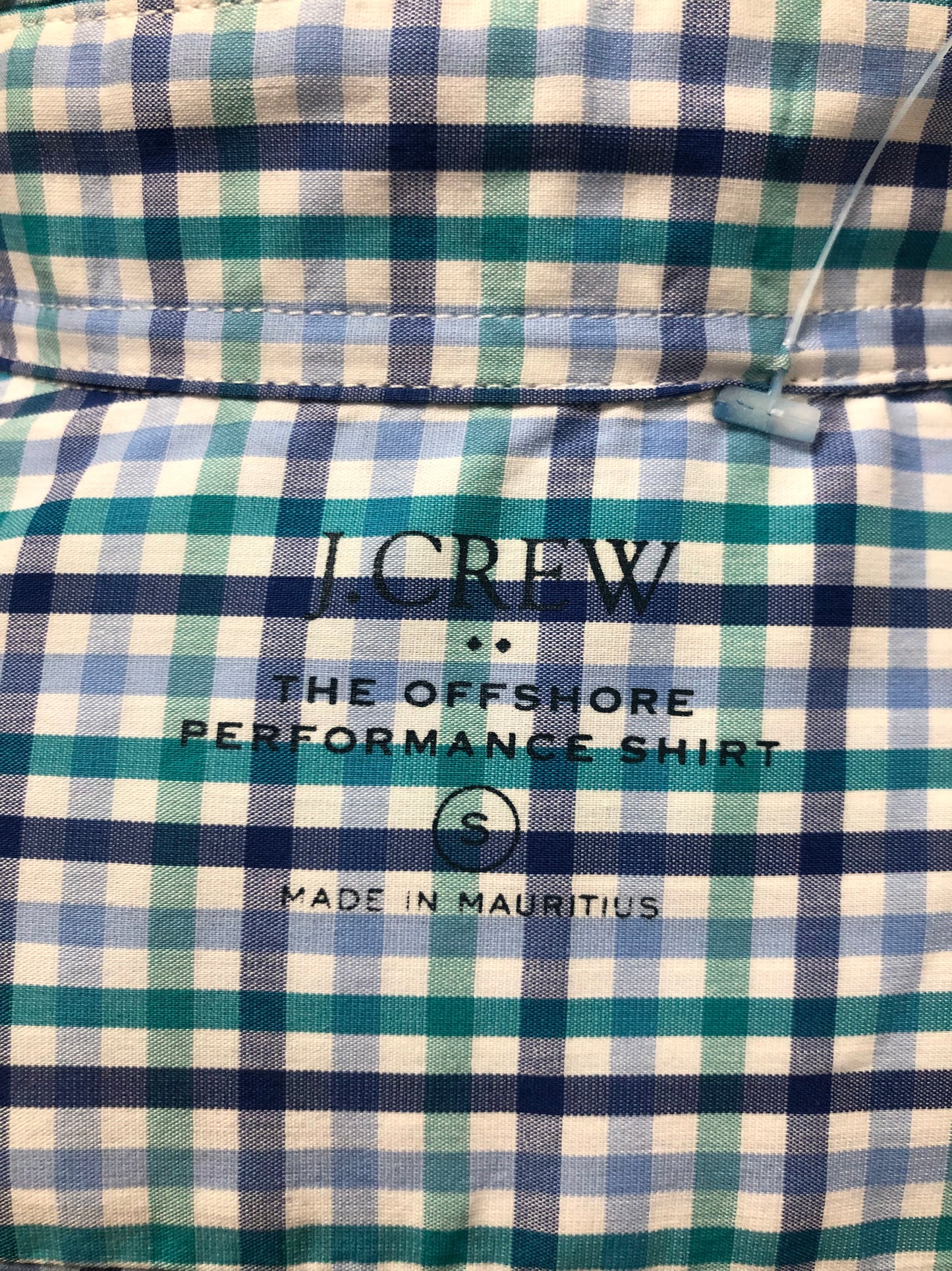 Camisa de botones J.Crew 🇺🇸 Performance Color blanco de cuadros en celeste, turquesa y azul Talla S Entalle Regular