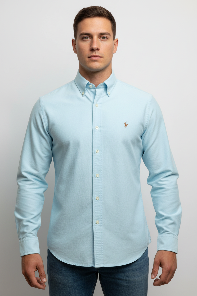 Camisa de botones Polo Ralph Lauren 🏇🏼 Oxford en color turquesa claro Talla L Entalle Clásico