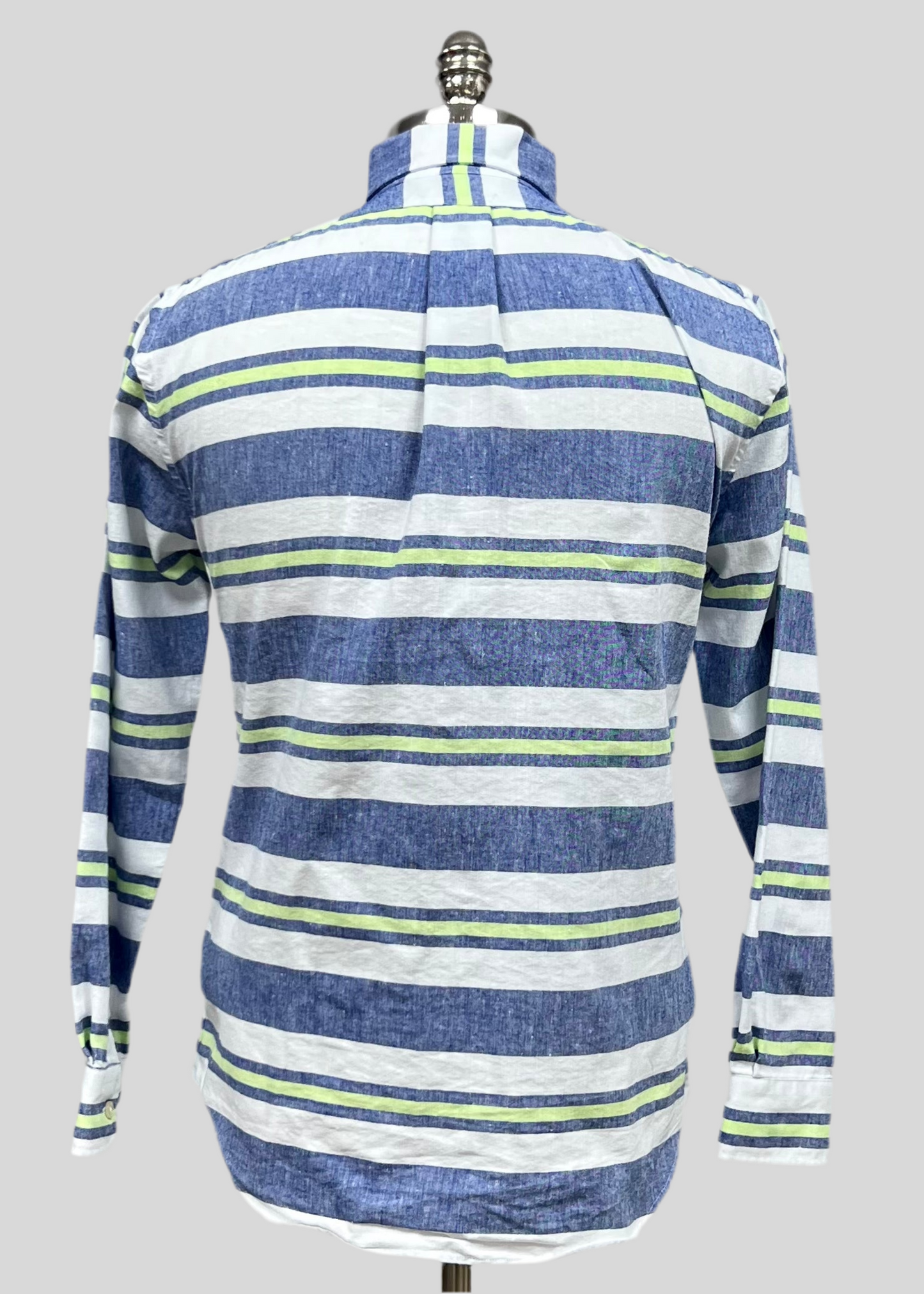 Camisa de botones Vineyard Vines 🐳 De Lino color Blanco con patrón de rayas en azul y verde Talla S Entalle Slim Fit