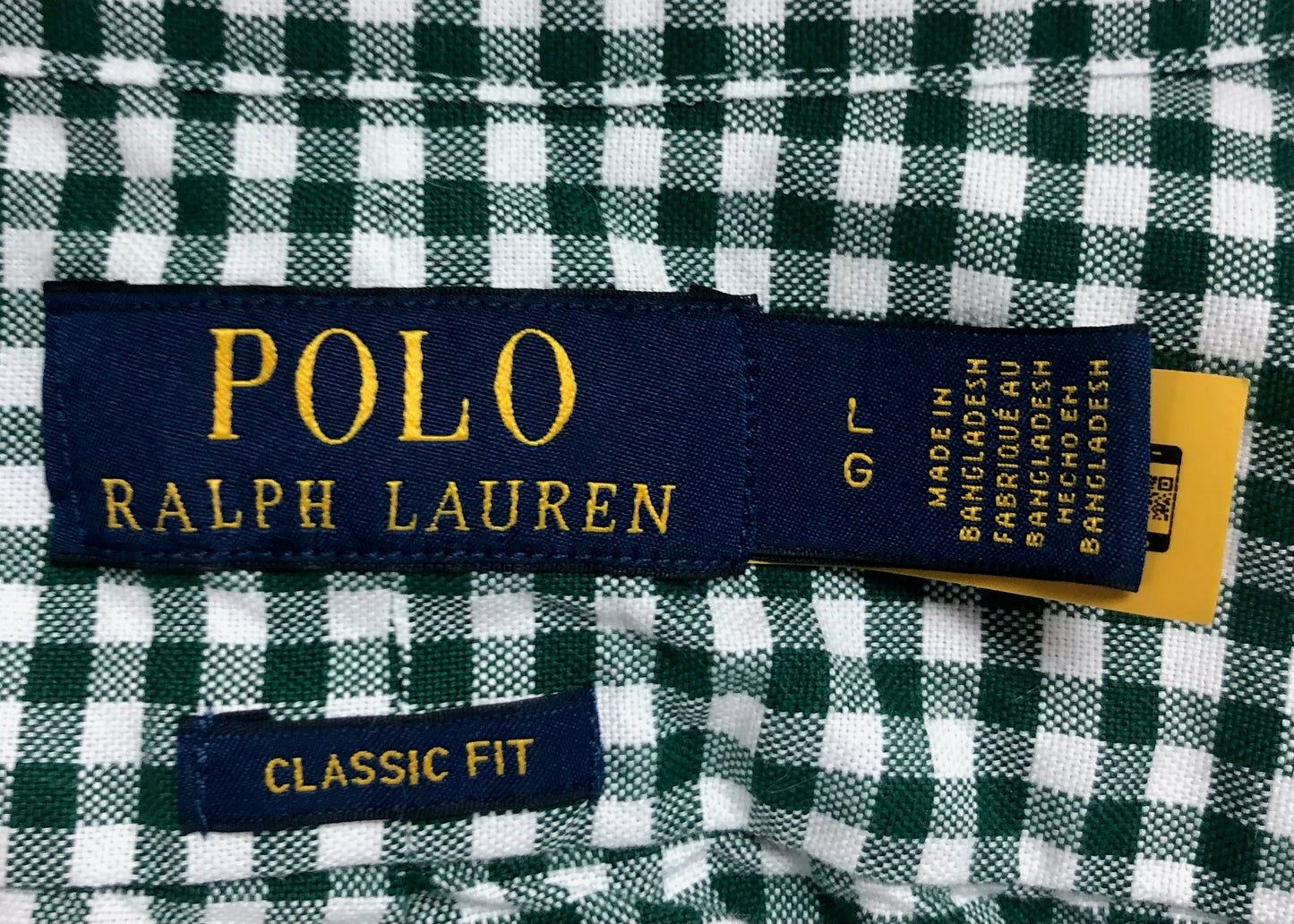 Camisa de botones Polo Ralph Lauren 🏇🏼 Oxford de cuadros gingham verde oscuro y blanco Talla L Entalle Regular