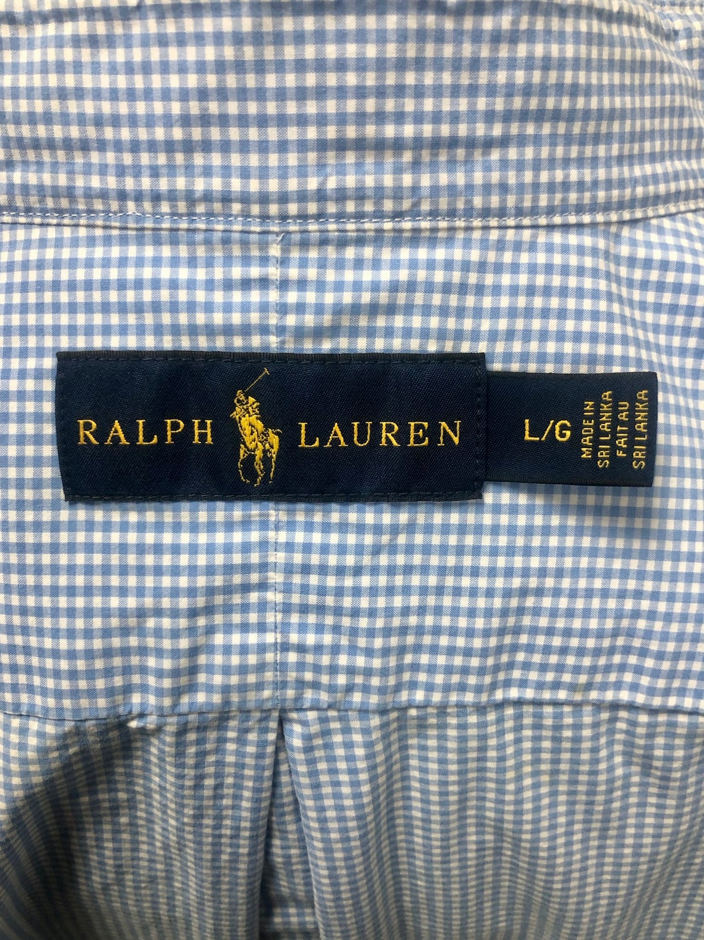 Camisa de botones Polo Ralph Lauren 🏇🏼 de cuadros gingham celeste y blanco Talla L Entalle Regular