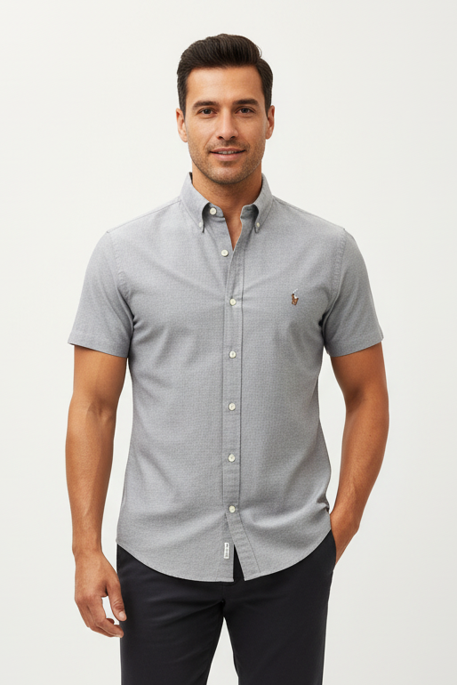 Camisa de botones Polo Ralph Lauren 🏇🏼 Oxford en color gris Talla L Entalle Slim Fit