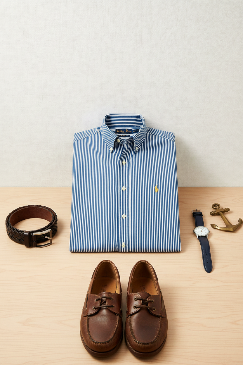 Camisa Polo Ralph Lauren 🏇🏼 de rayas en color azul navy y blanco Talla S Entalle Regular