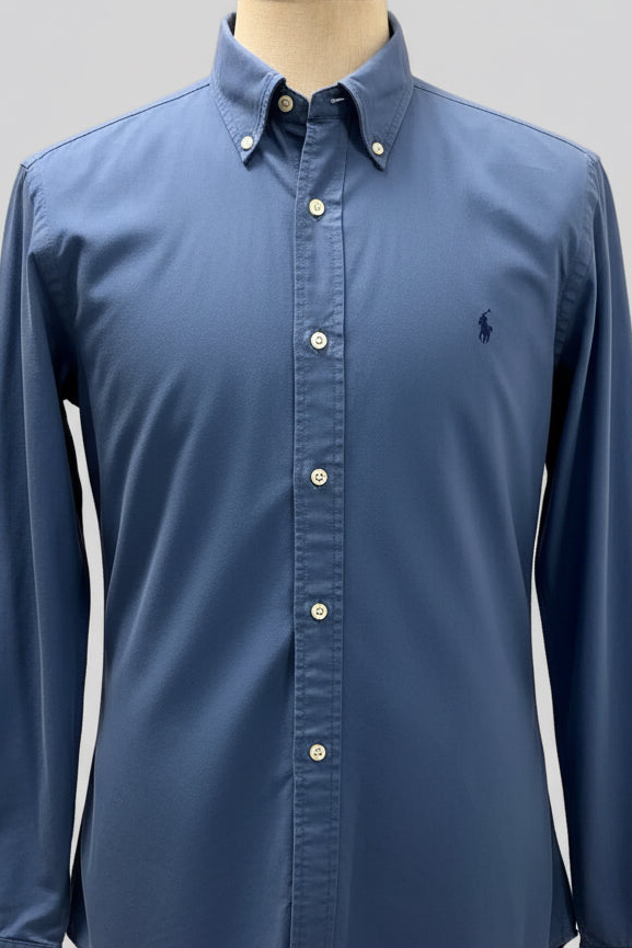 Camisa de botones Polo Ralph Lauren 🏇🏼 Oxford en color azul grisaceo Talla L Entalle Clásico