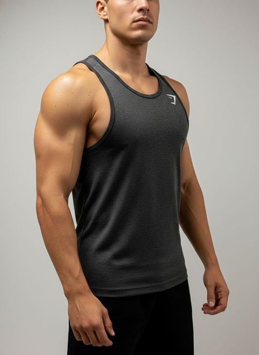 Camiseta de entrenamiento sin mangas Gymshark 🏋🏽 color negro y logo en blanco Talla S