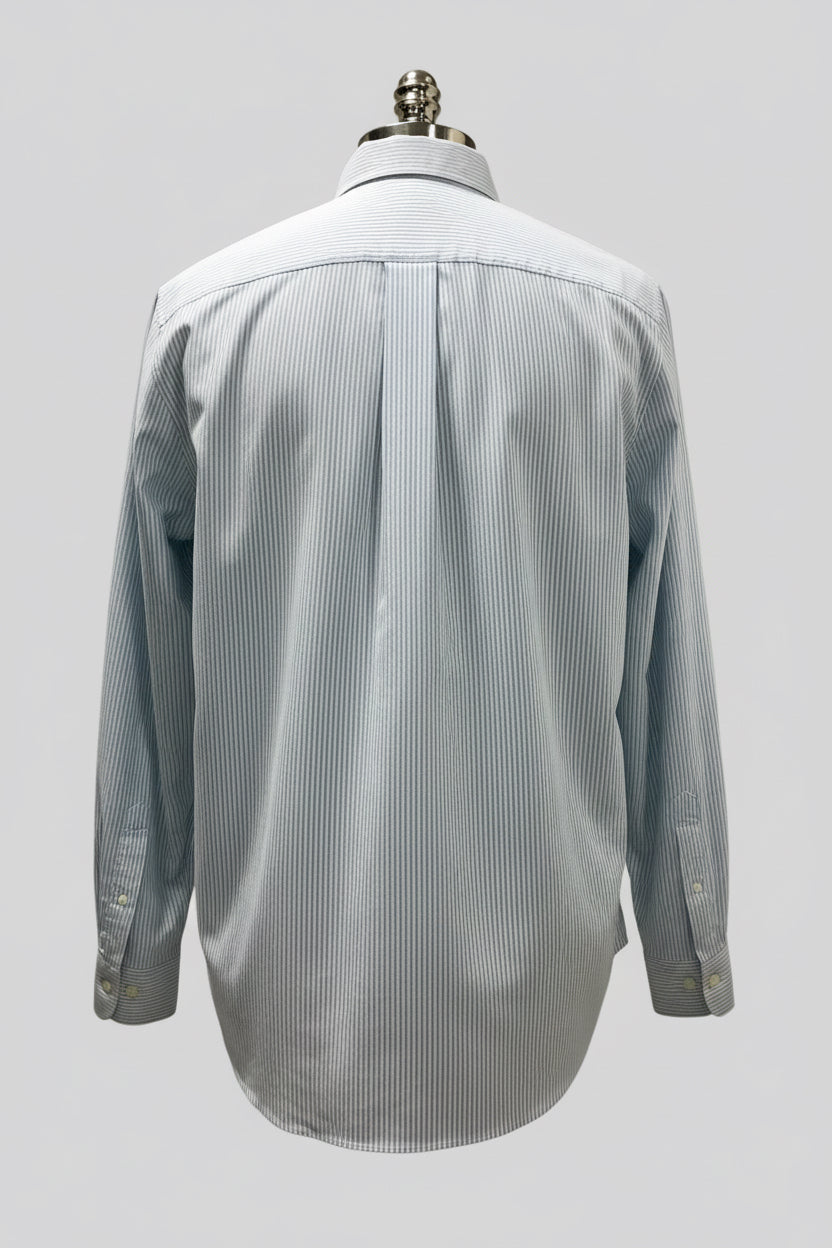 Camisa de botones Brooks Brothers 🐑 Oxford de rayas en celeste y blanco Talla L Entalle Regular