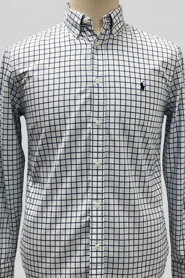 Camisa Polo Ralph Lauren 🏇🏼 color blanco de cuadros en turquesa y azul navy Talla XL (18) de niño Entalle Regular