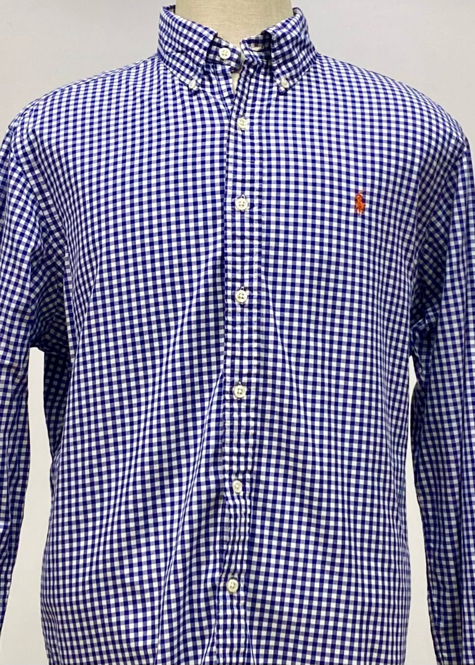 Camisa Polo Ralph Lauren 🏇🏼 de cuadros gingham azul y blanco Talla XL Entalle Clásico