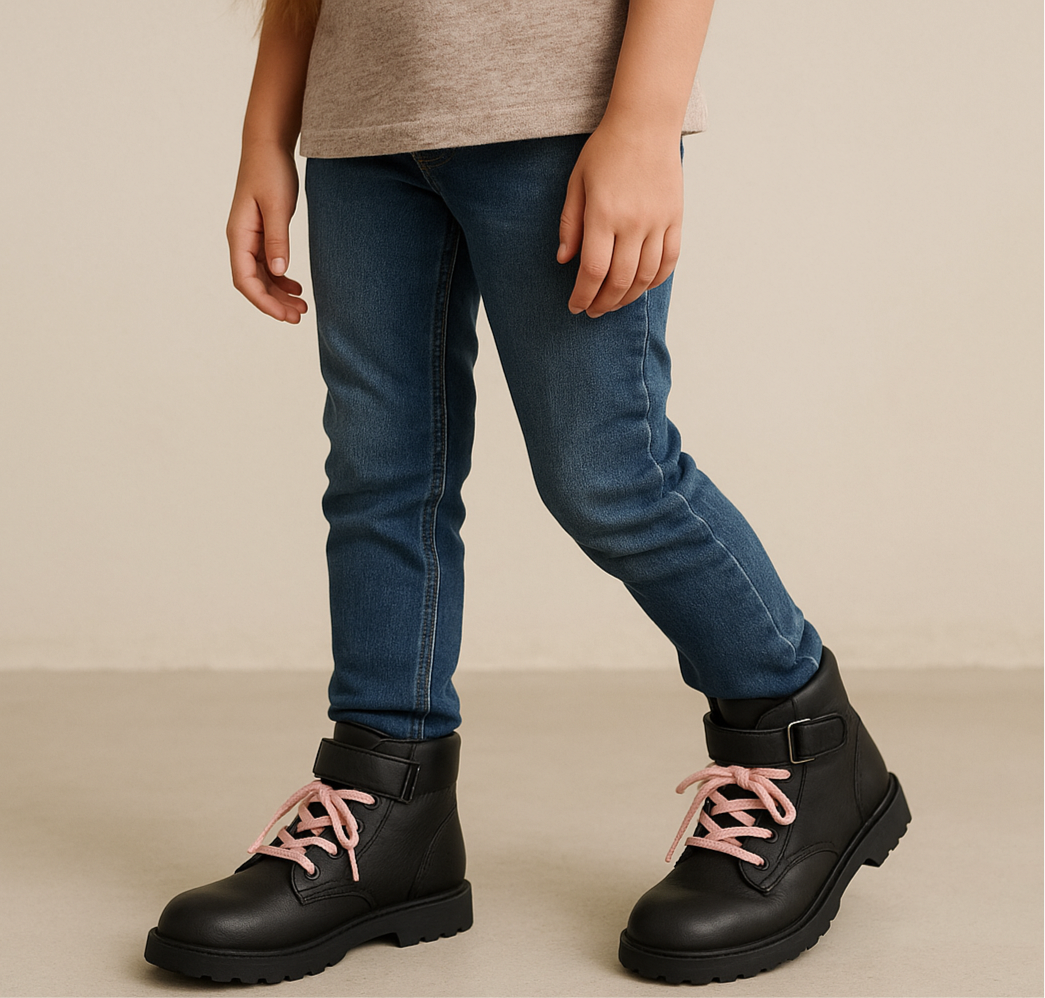 Botas de niña Carter’s🪁 Color chocolate y trenzas rosadas Talla 13