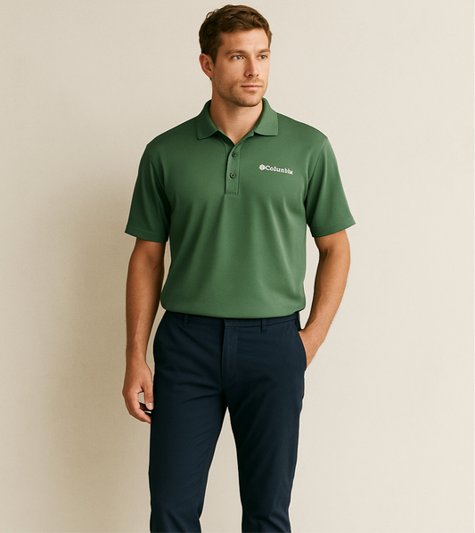 Camiseta Polo Columbia 🔷 Omni Shade color verde olivo Talla M Entalle Regular