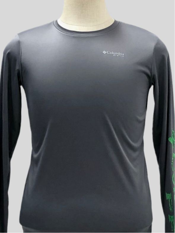 Camiseta cuello redondo Columbia 🔷 color gris oscuro manga larga Talla S