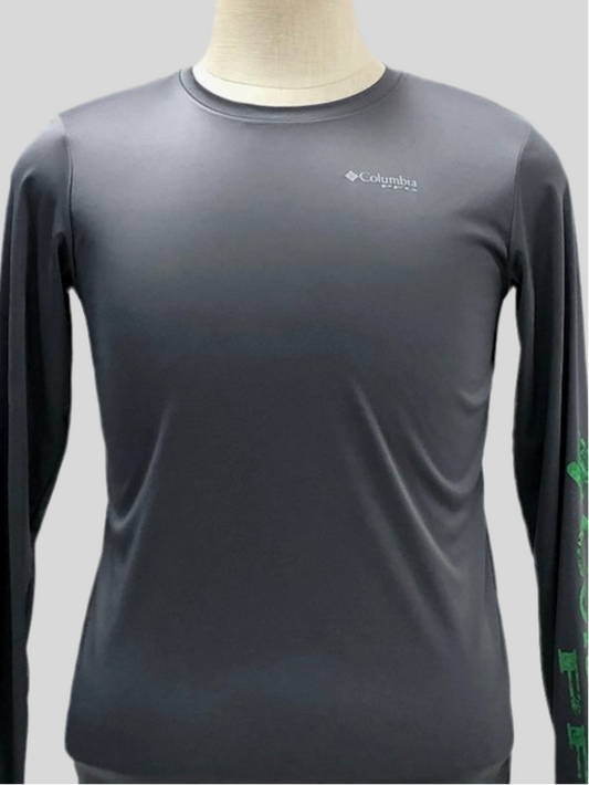 Camiseta cuello redondo Columbia 🔷 color gris oscuro manga larga Talla S