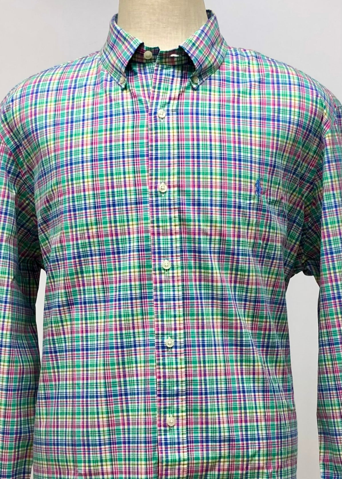 Camisa Polo Ralph Lauren 🏇🏼 con patrón de cuadros multicolor Talla XXL Entalle Regular
