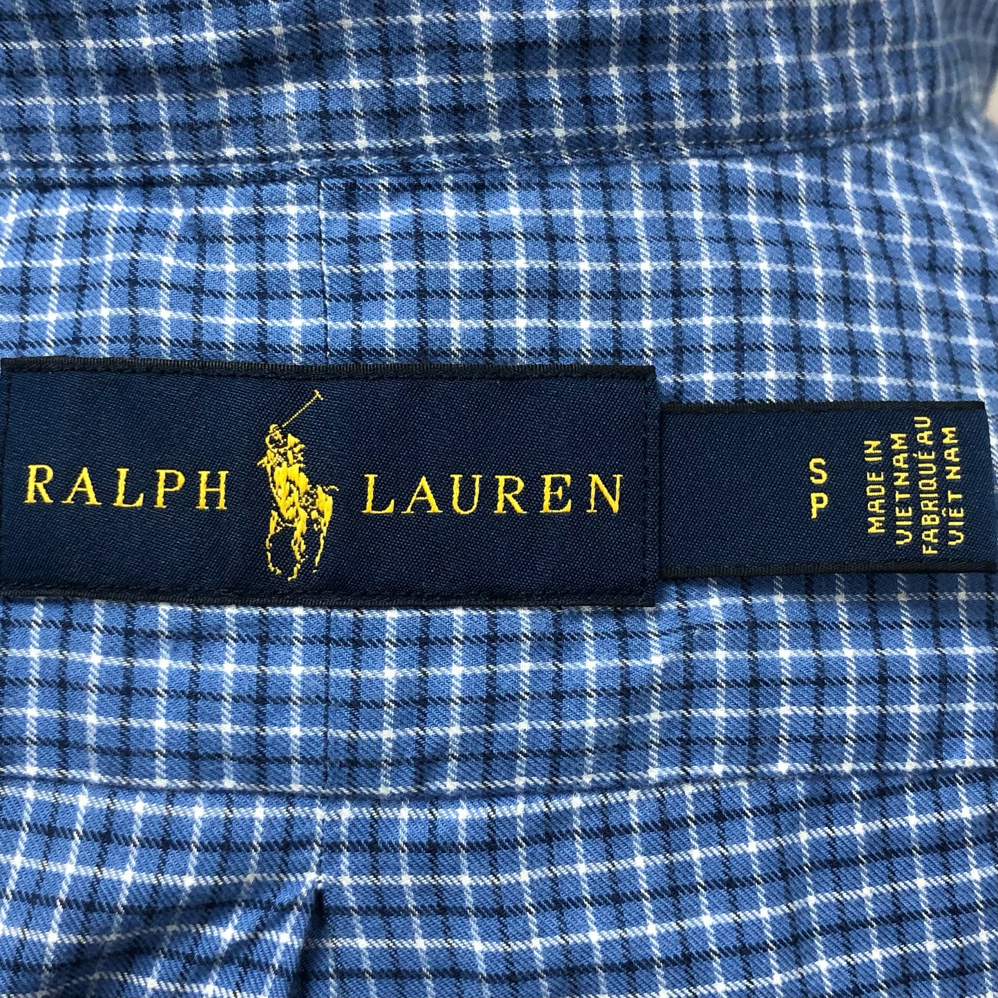 Camisa de botones Polo Ralph Lauren 🏇🏼 color azul de cuadros en color azul navy y blanco Talla S Entalle Regular
