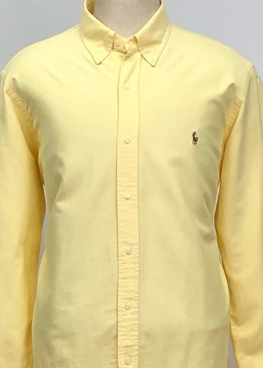 Camisa de botones Polo Ralph Lauren 🏇🏼 Oxford en color amarillo claro Talla XL Entalle Regular