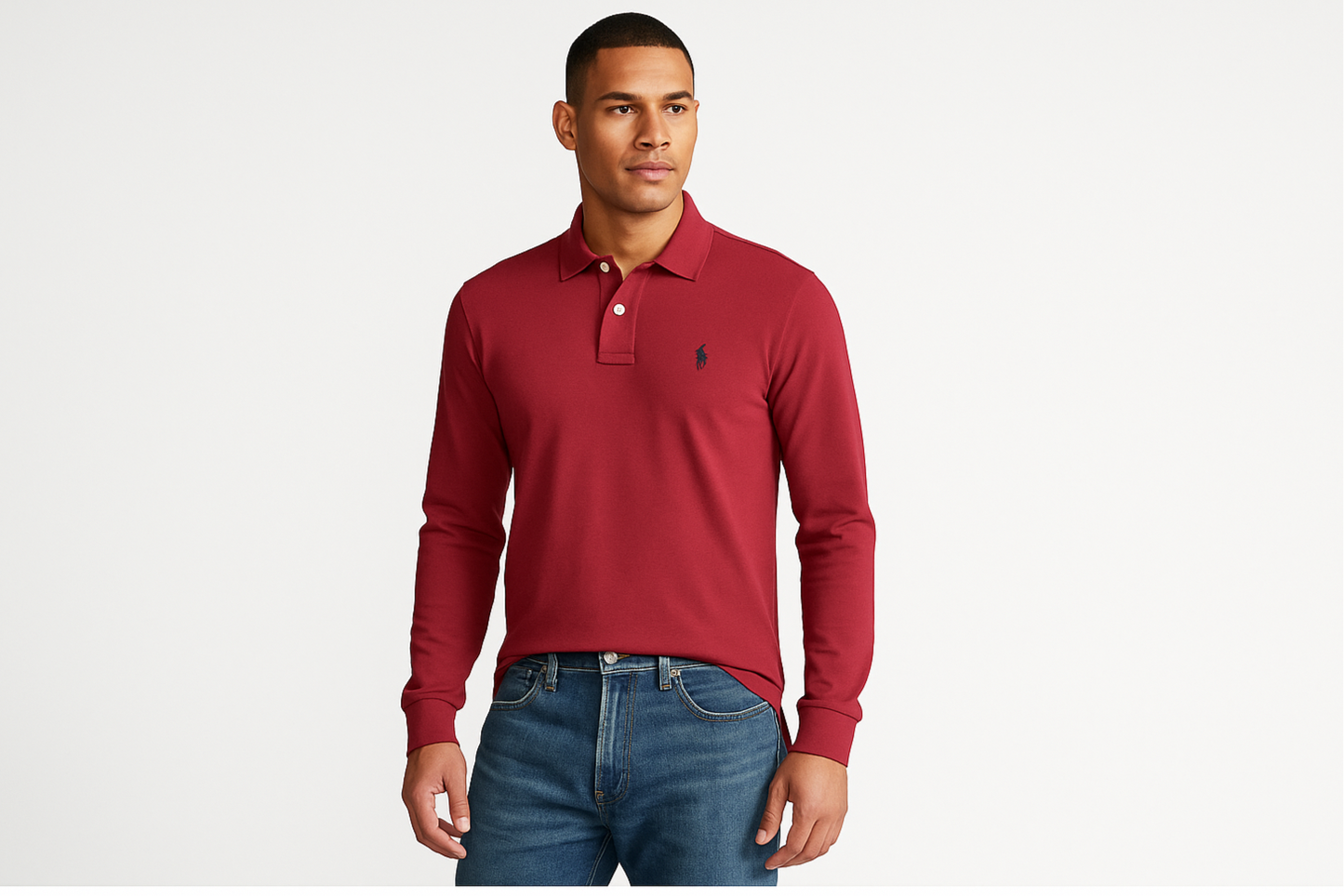 Camiseta Polo Ralph Lauren 🏇🏼 color rosado magenta manga larga Talla S Entalle Regular