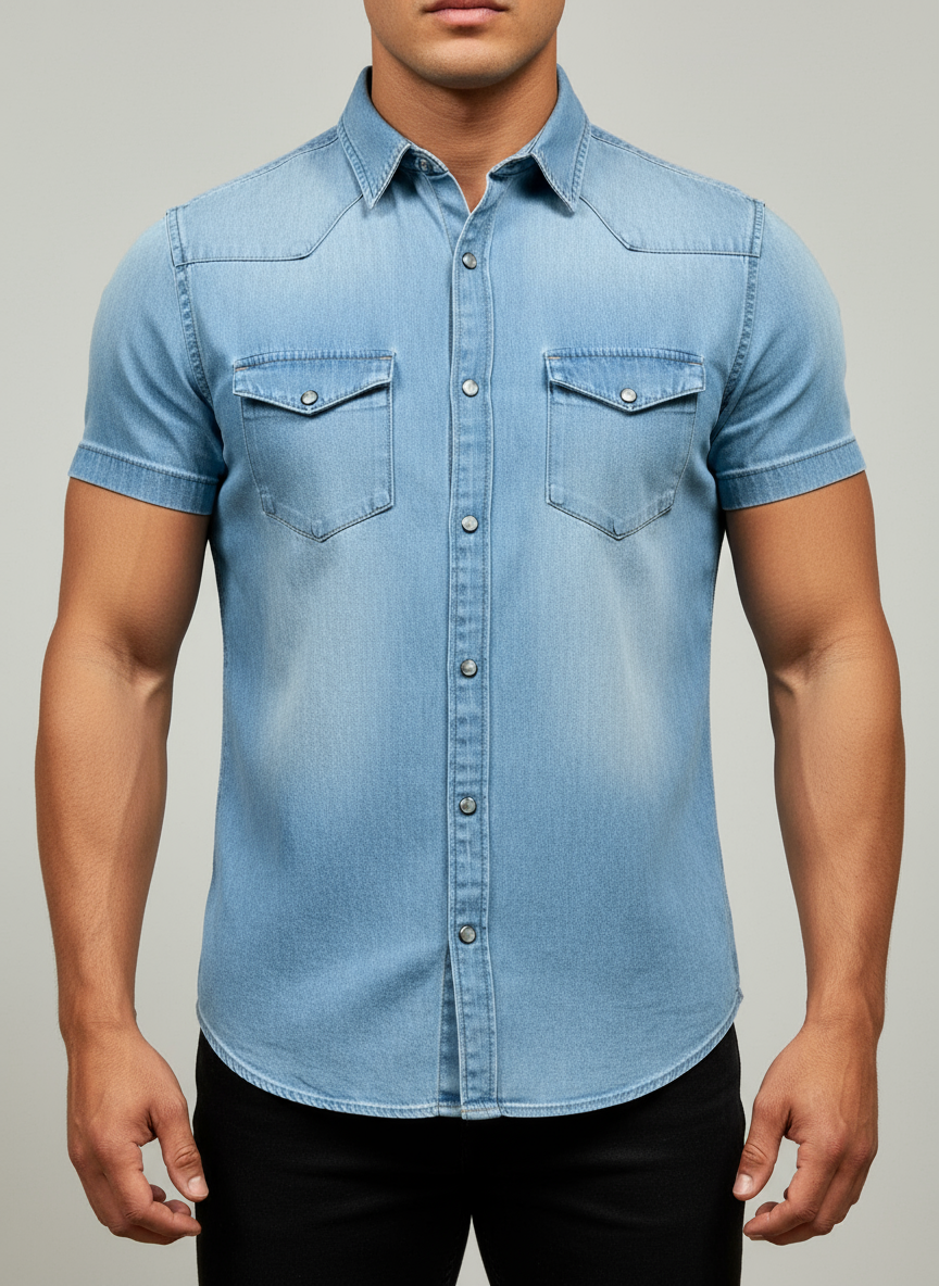 Camisa de botones Calvin Klein 🇺🇸 de jeans en color Celeste Talla S Entalle Regular