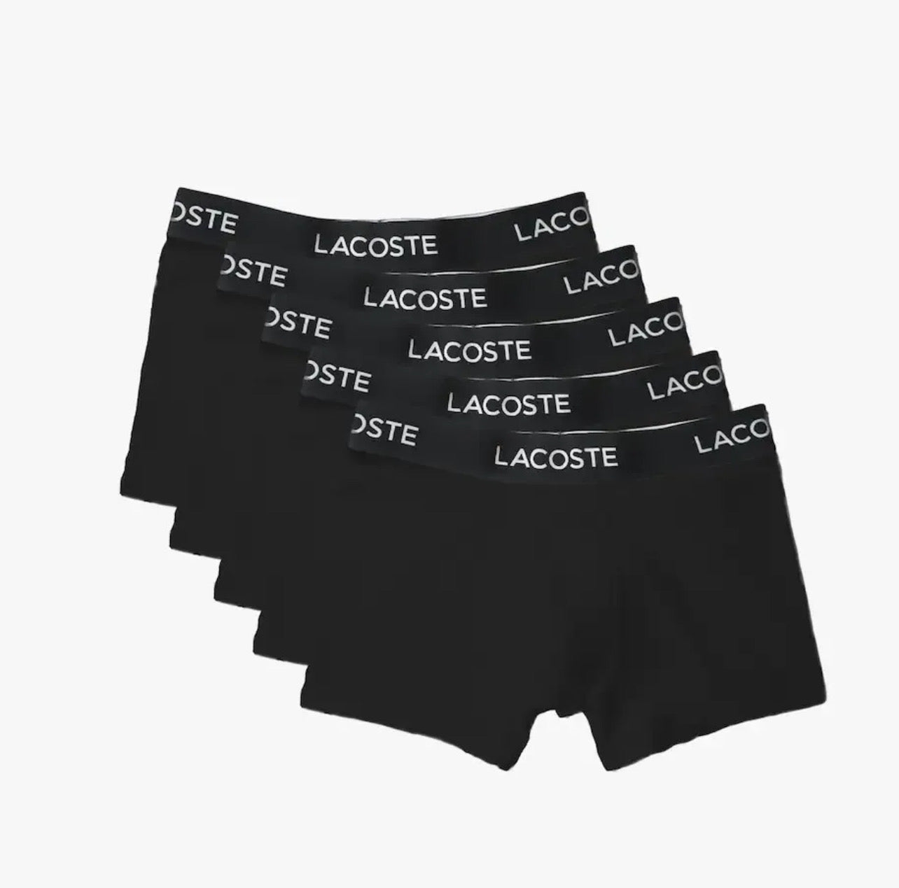 Paquete de 5 Boxer Briefs Lacoste 🐊 Tela algodón stretch color negro Talla M