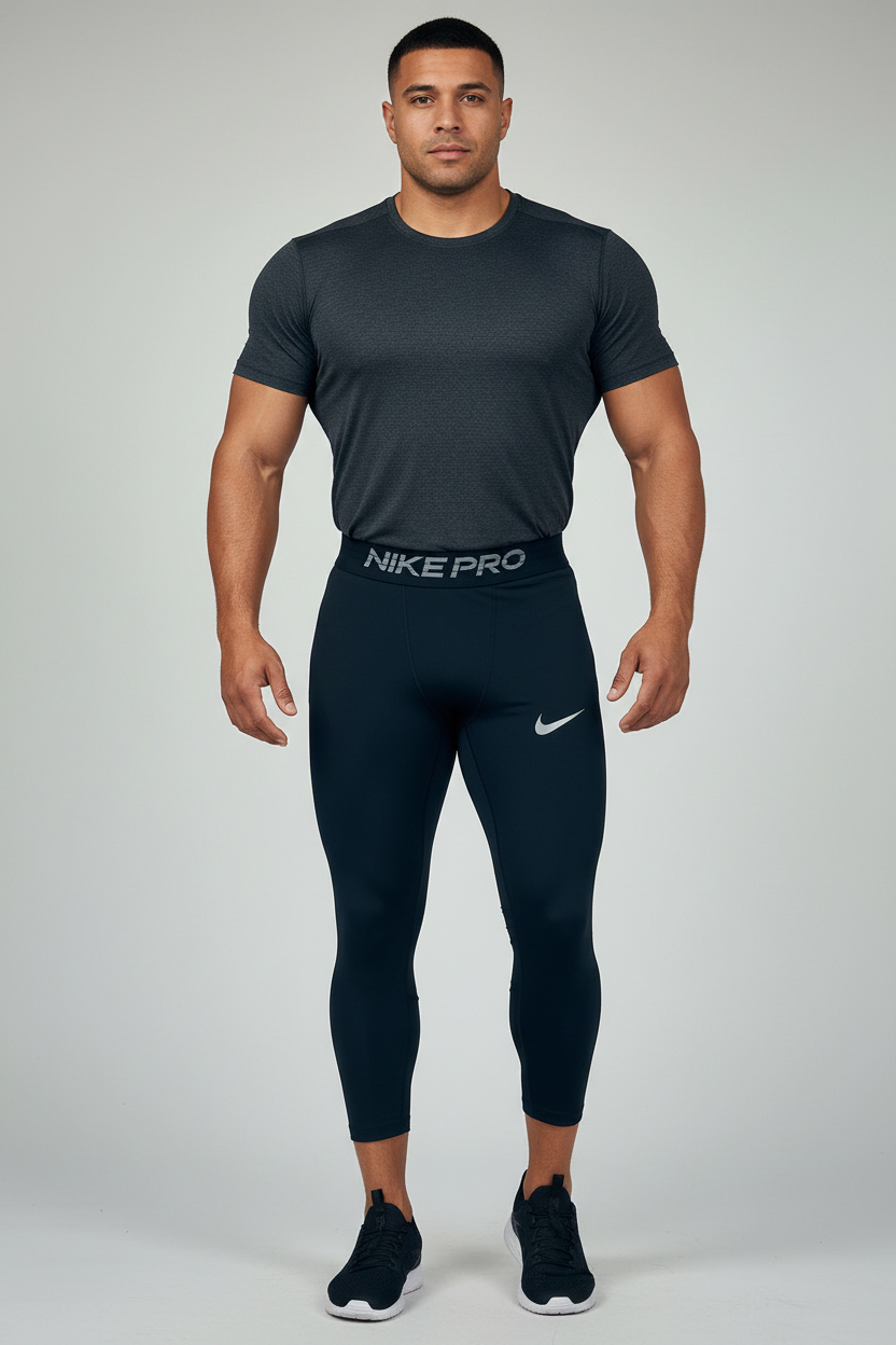 Malla de entrenamiento licra Nike ✔️ Pro Dri-FIT de 3/4 de largo para hombre en Color negro cintura negro Talla S