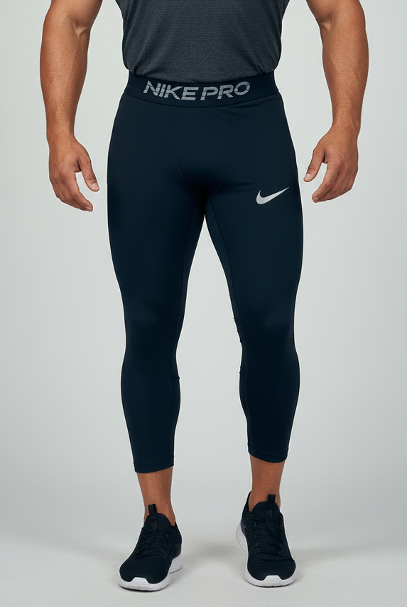 Malla de entrenamiento licra Nike ✔️ Pro Dri-FIT de 3/4 de largo para hombre en Color negro cintura negro Talla S