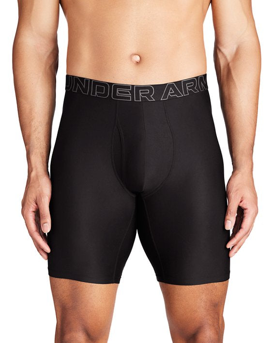 Combo de 3 Boxers Briefs Under Armour 🏋🏽 Tela Performance Tech de 9” de largo color negro, gris claro y oscuro Talla M