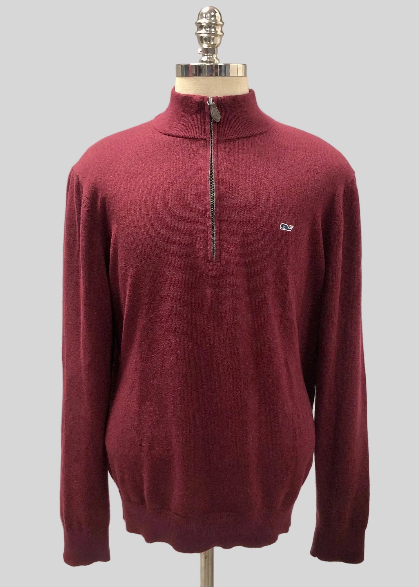 Sueter Jersey Vineyard Vines 🐳 color rojo oscuro con logo tradicional Tela algodón Cashmere Talla L