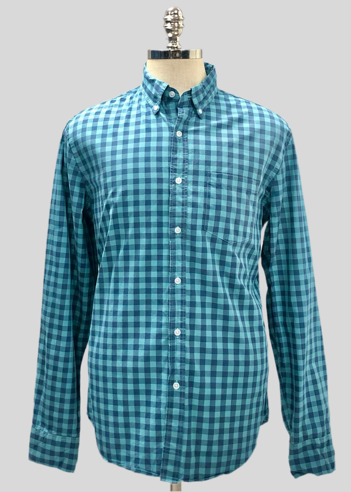 Camisa J.Crew 🇺🇸 con patrón de cuadros en color celeste y azul Talla L Entalle Slim Fit