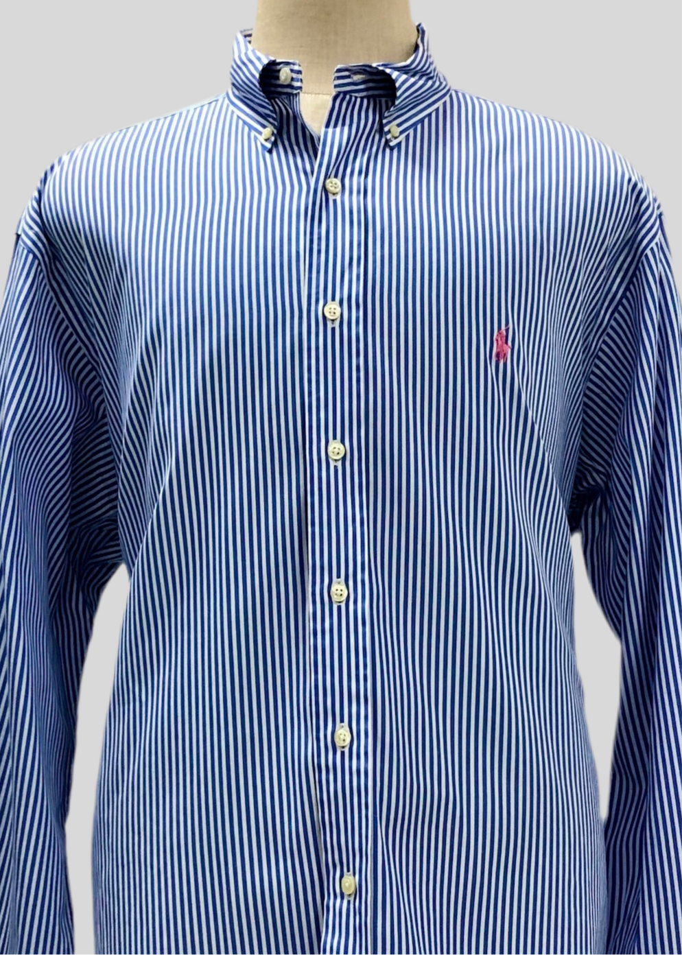 Camisa de botones Polo Ralph Lauren 🏇🏼 con patron de rayas en color azul y blanco Talla XL Entalle Clásico