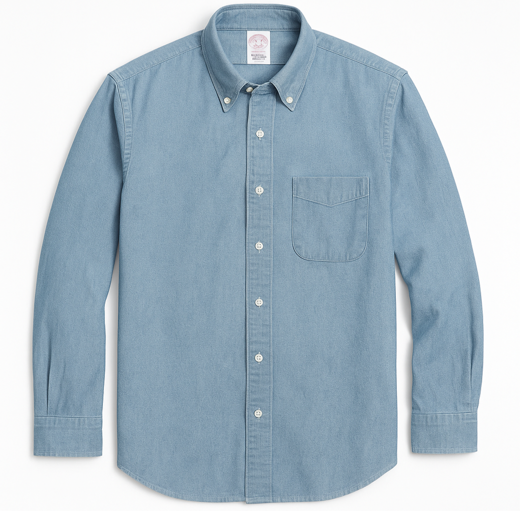 Camisa de botones Brooks Brothers 🐑 de jeans en color celeste Talla S Entalle Regular