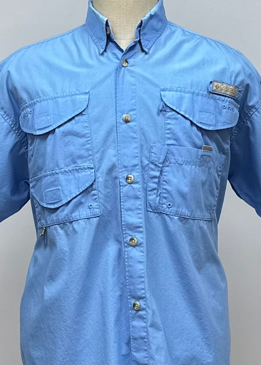 Camisa Columbia 🔹color celeste con Omni Shade Manga corta Talla L (ver descripción)