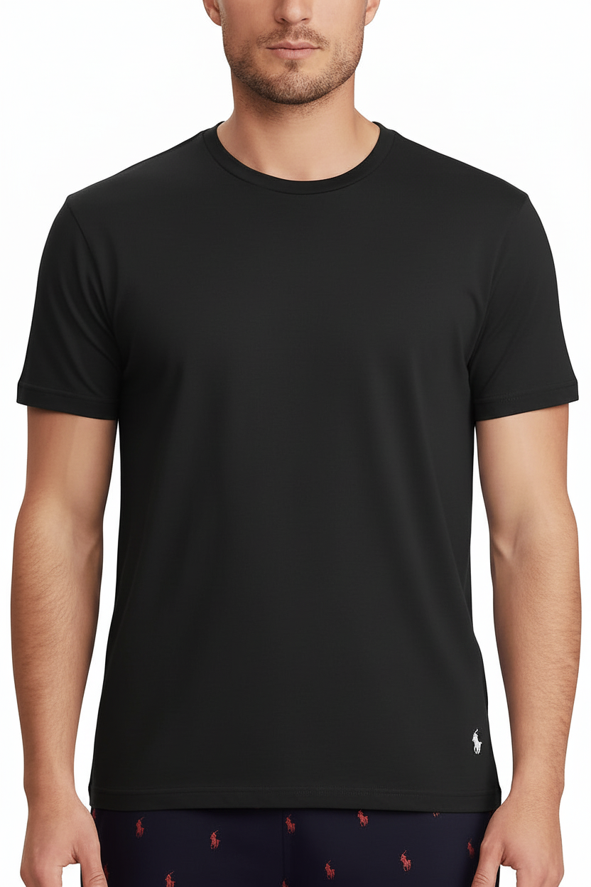 Paquete de 3 Camiseta Interior Polo Ralph Lauren 🏇🏼 Cuello redondo Tela algodón color negro, azul navy y gris Talla M