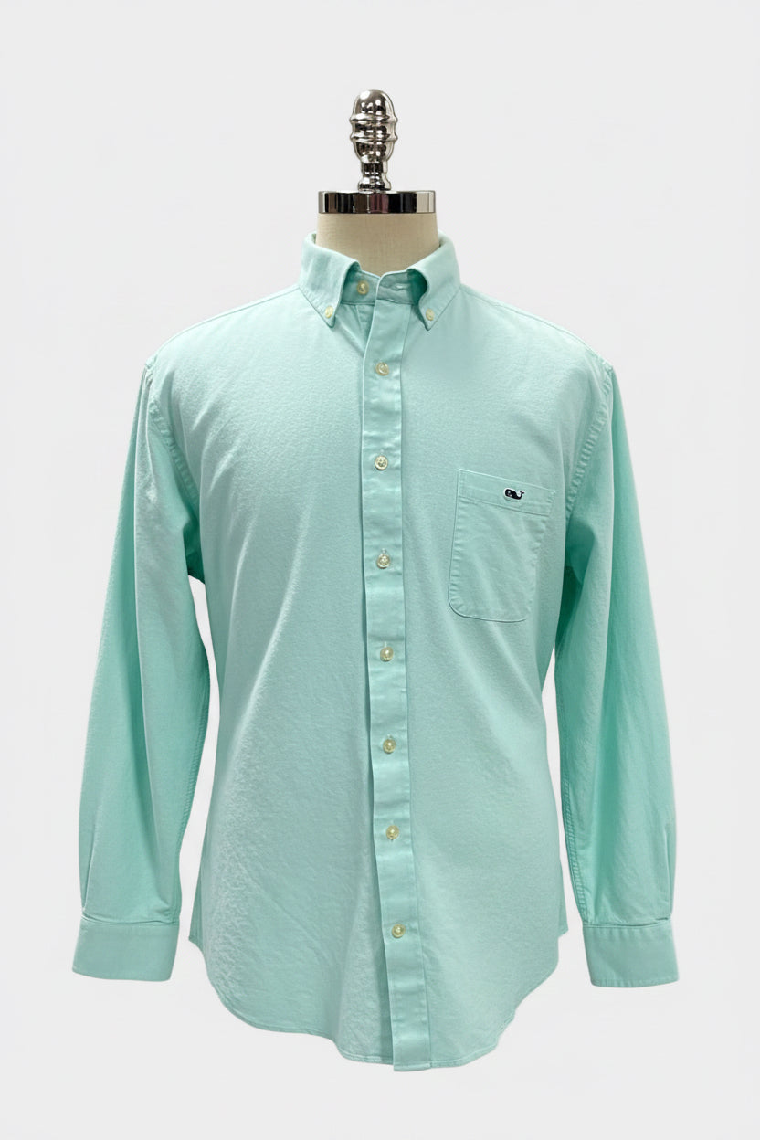 Camisa de botones Vineyard Vines 🐳 Oxford Color verde claro Talla L Entalle Slim Fit