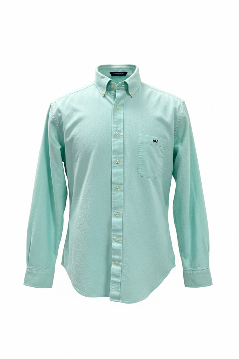 Camisa de botones Vineyard Vines 🐳 Oxford Color verde claro Talla L Entalle Slim Fit