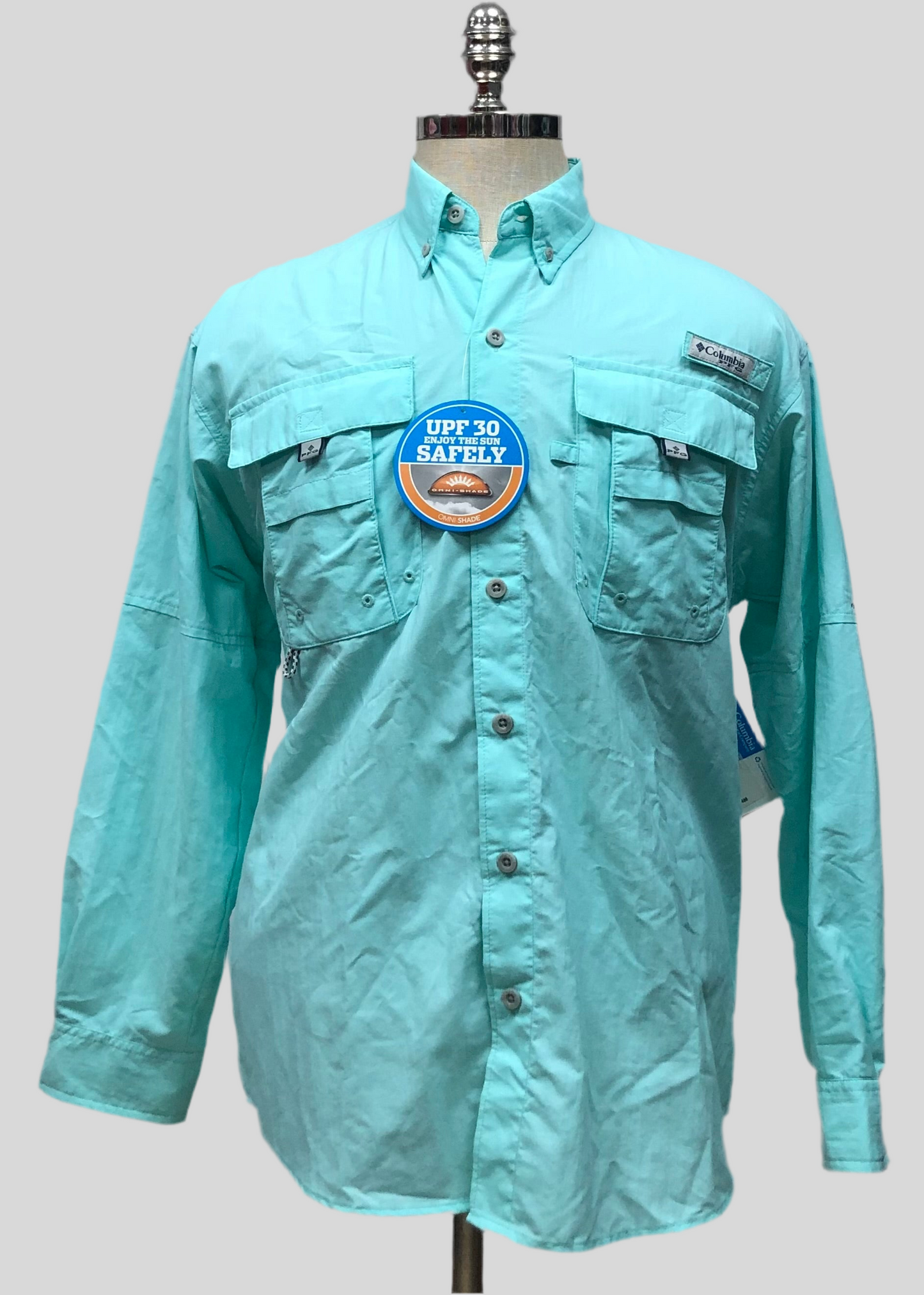 Camisa Columbia 🔹Bahama II color turquesa claro con Omni Shade Manga larga Talla S