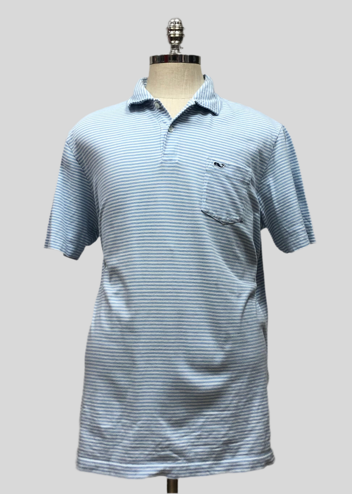 Camiseta Polo Vineyard Vines 🐳 con rayas en celeste y blanco Talla XL Entalle Regular
