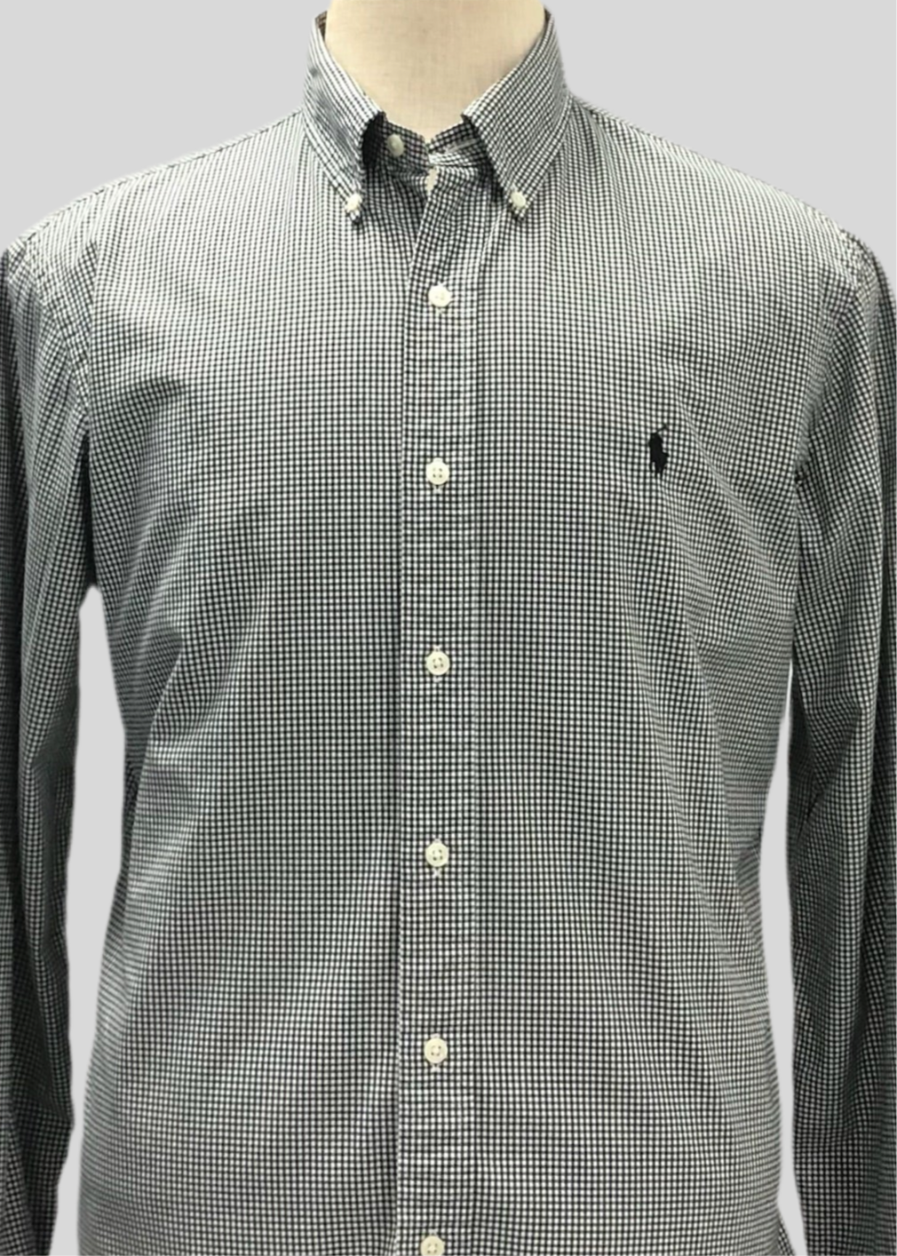 Camisa Polo Ralph Lauren 🏇🏼 con patron de cuadros gingham negro y blanco Talla L Entalle Custom Fit