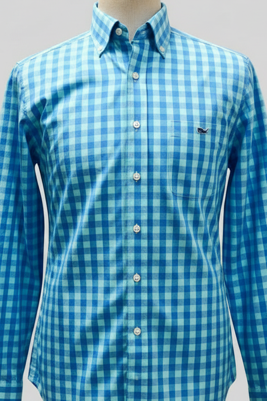 Camisa de botones Vineyard Vines 🐳 con de cuadros en color azul y turquesa Talla M Entalle Slim Fit