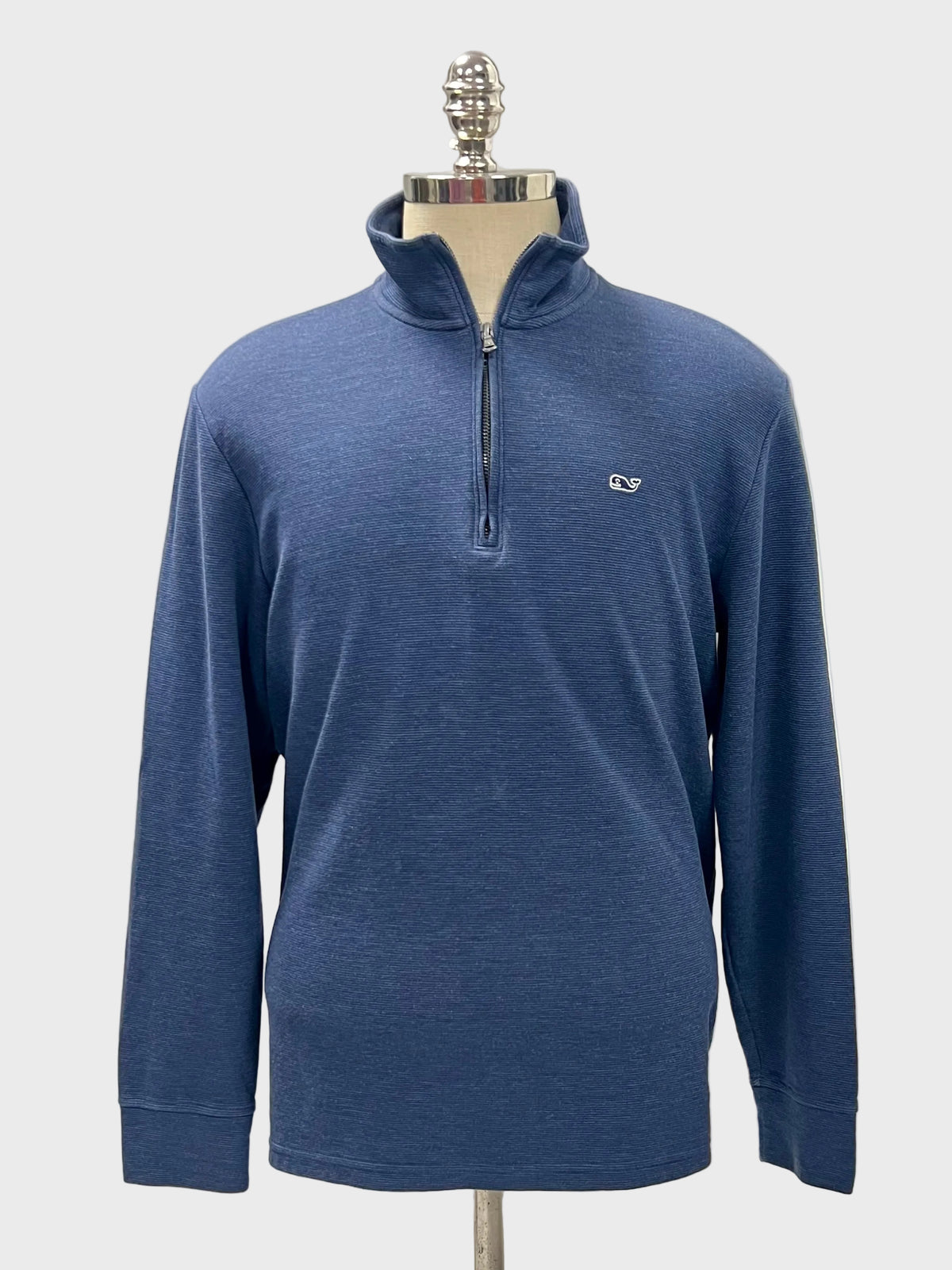 Sueter Jersey Quarter-Zip Vineyard Vines 🐳 color azul grisáceo Talla L