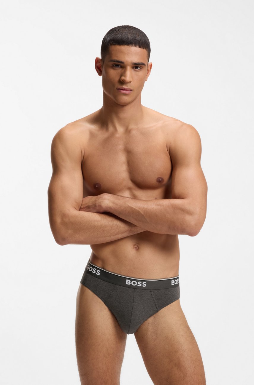 Paquete de 3 Calzoncillos a la cintura Hugo Boss 🇩🇪 - Tela algodon stretch en color negro y gris Talla S